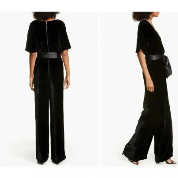 Alice + Olivia Breanna velvet belted wrap  jumpsuit - Picture 7 of 7